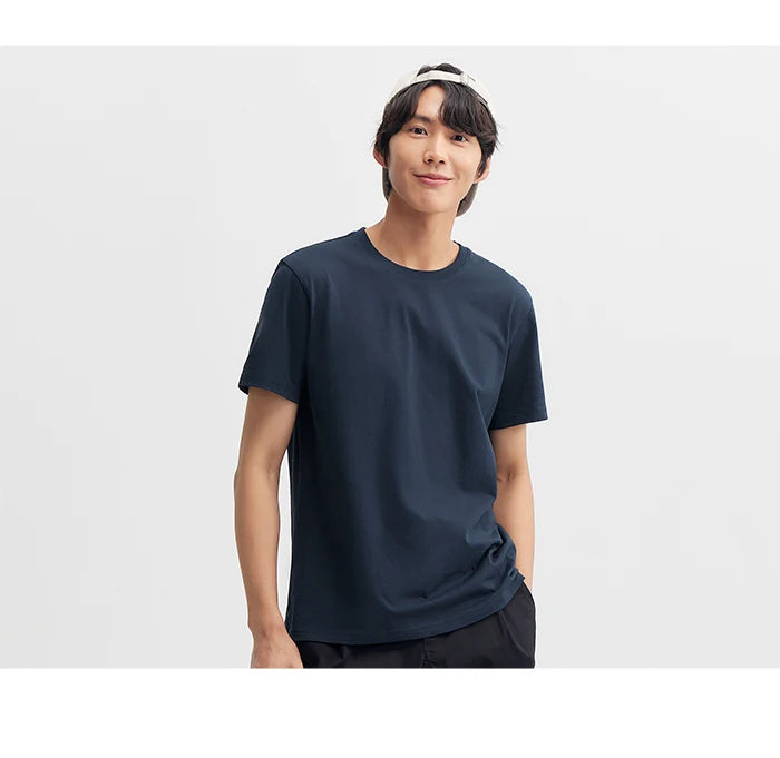 Semir 2024 Short-Sleeved T-Shirt Men Spring New Pure Cotton Bottoming Shirt Simple Commuting Casual Top Solid Color Round Neck