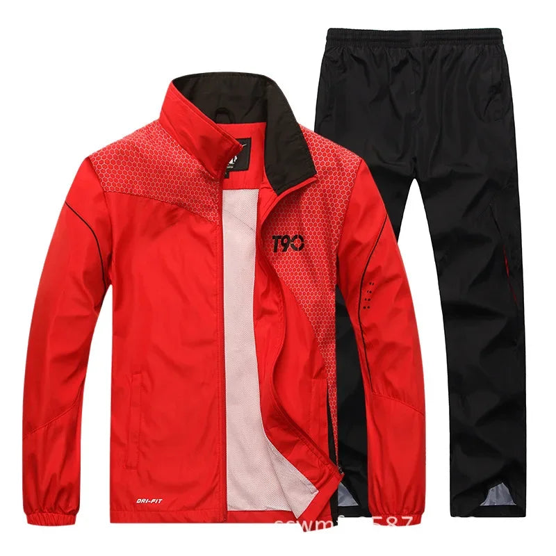 2024 Autumn Men's Gym Sportswear Running Sets 2 Piece Tracksuit Sports Suit Jacket+Pant Male Outdoor Training Workout Clothing