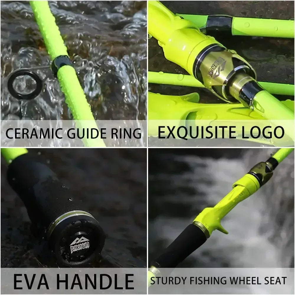 BAKAWA Casting Spinning Fishing Rods 1.8M 2.1M EVA Handle Baitcasting Fish Rod 4 Sections UltraLight Travel Feeder Pole Pesca