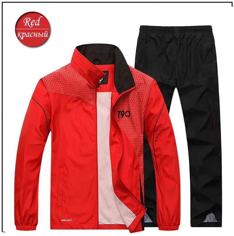 2024 Autumn Men's Gym Sportswear Running Sets 2 Piece Tracksuit Sports Suit Jacket+Pant Male Outdoor Training Workout Clothing