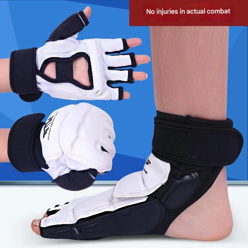 Taekwondo Gloves Foot Cover Children Taekwondo Hand Guard Foot Back Half Finger Sanda Karate Boxing Gloves Half Finger