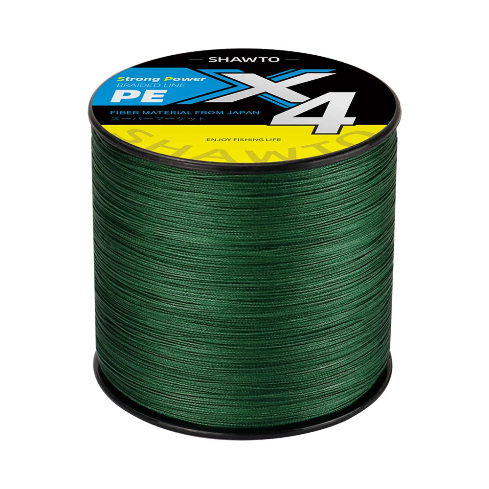 Shawto X4 Strong 1000M 4 Strand Weaves PE Braided Fishing Line Multifilament 4 Braid Wire 12LB 18LB 28LB 40LB 80LB Carp Line