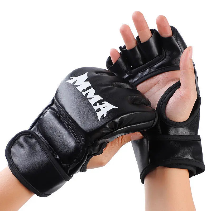 Professional Boxing Training Gloves Half Finger Leather Cushion for Adult Sanda Boxing UFC Training Sandbag Knuckles