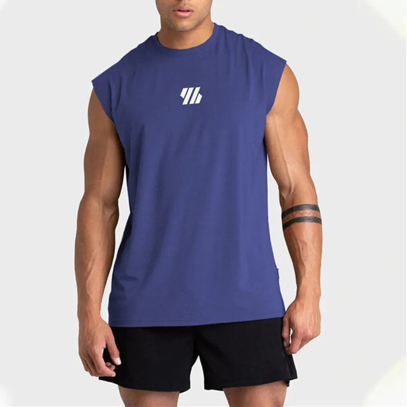 2024 Summer New Men's Fitness Tank Top Bodybuilding Sleeveless Workout Vest Quick-Dry Mesh Gym Running Shirt Men's Apparel