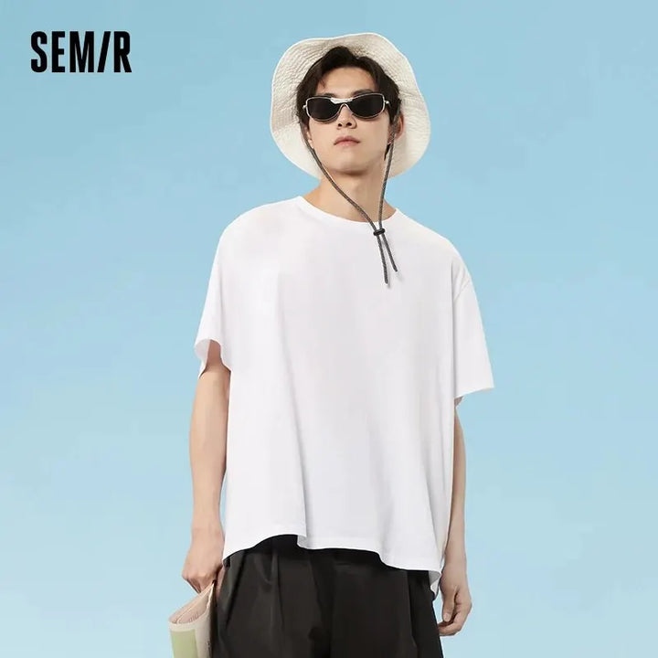 SEMIR T-shirt Men 2024 Spring New Daily Simple Commuting Casual Classic Trendy Solid Color Round Neck Short-sleeved T-shirt