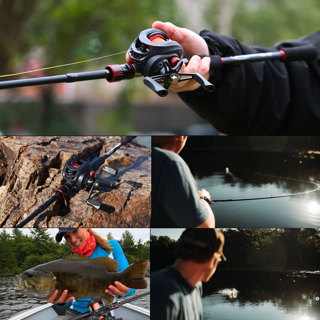 Sougayilang Fishing Rod Reel Combo 1.8~2.1m Carbon Fiber Casting Rod and 7.2:1 Gear Ratio Baitcasting Ree Max Drag 10kg for Bass