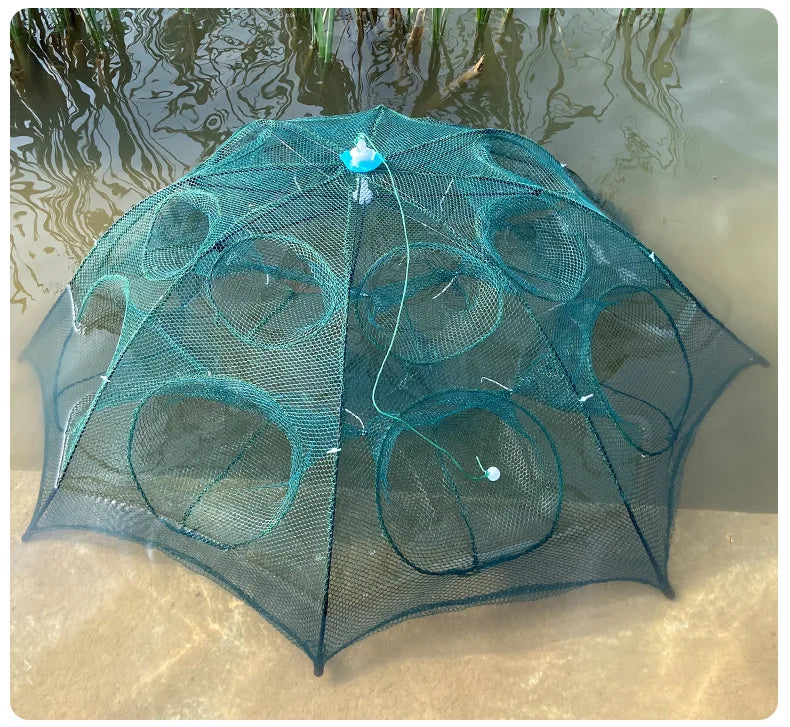 24/20/16/12/10/8/6/4 Holes Portable Fishing Net Shrimp Cage Nylon Foldable Fish Trap Folding Outdoor Automatic Collapsible