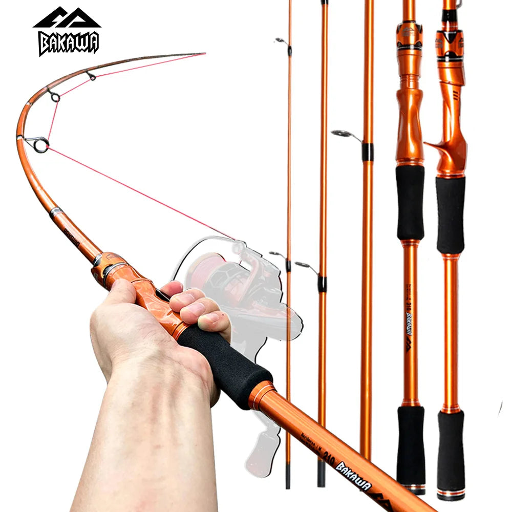 BAKAWA Casting Spinning Fishing Rods 1.8M 2.1M UltraLight Travel Feeder Pole 4 Sections EVA Handle Baitcasting Fish Rod Pesca