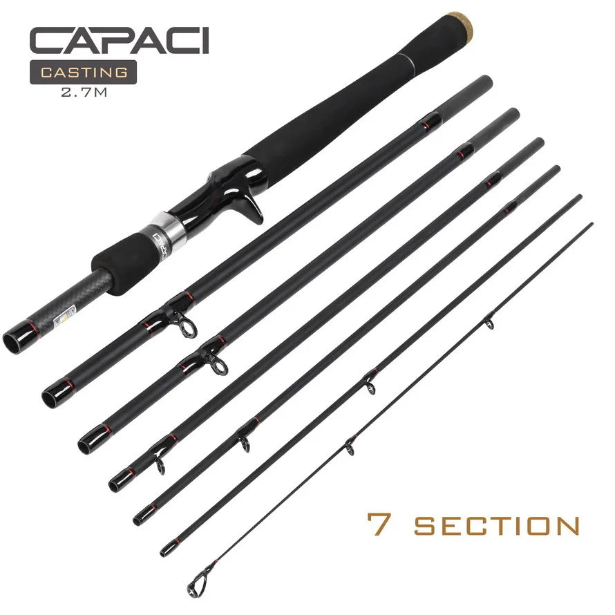 CAPACI Lure Fishing Rod 2.1/2.4/2.7M Carbon Spinning Casting Baitcasting Travel Lure Rod ML Straight Handlebar sea Fishing Rod