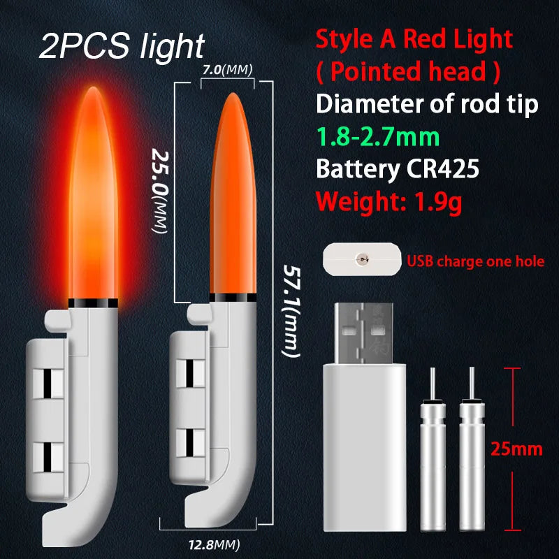 Electronic Fishing Light Stick With CR425 battery rechargeable kit Fishing Rod Bite Bait Alarm Night Fishing Bobber Pesca Tackle