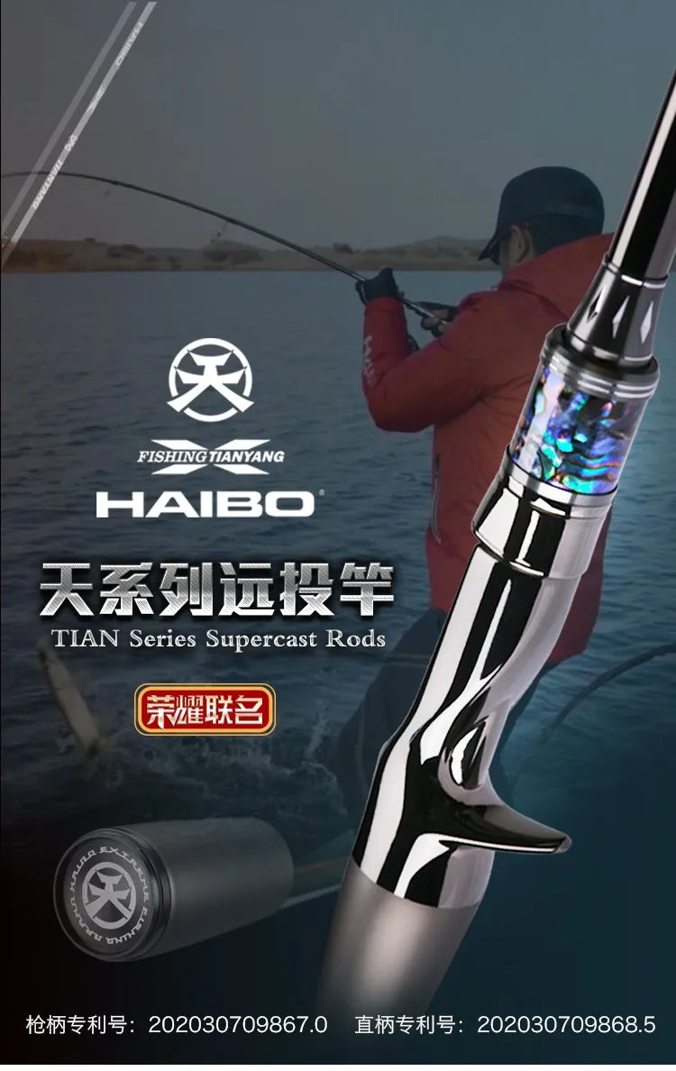 HAIBO Tian Series Supercast Fishing Rods 2 Section Spinning Casting Rod Fuji SIC Ring One Piece Full Carbon TORAY Lightweight