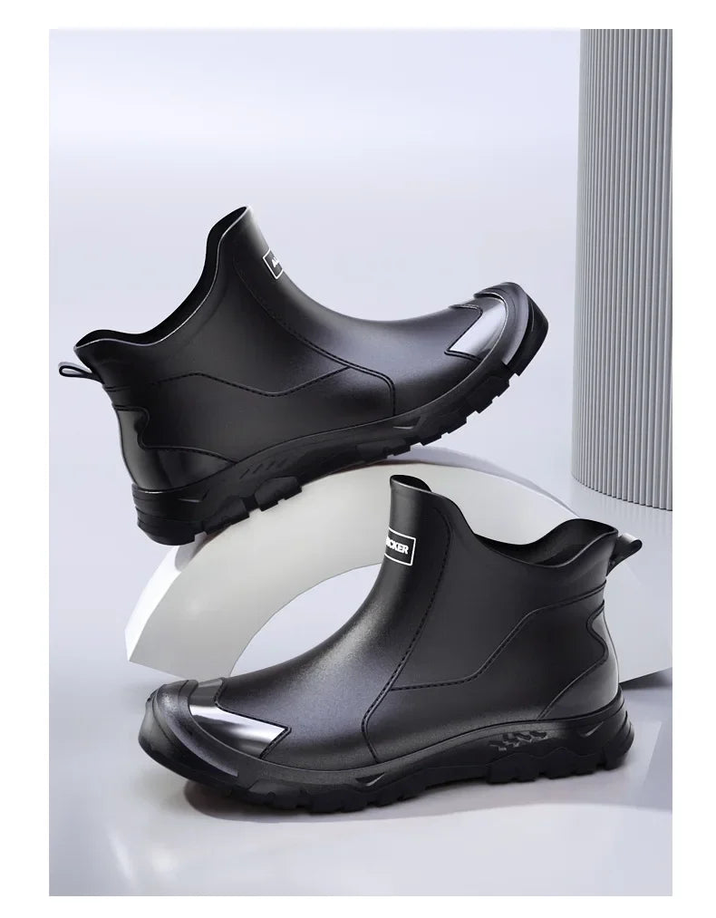 Waterproof Cross-Border Men's Rain Shoes Fashionable Short Socks Thickened Warm Rubber Work Anti-Slip Fishing Kitchen Rain Boots