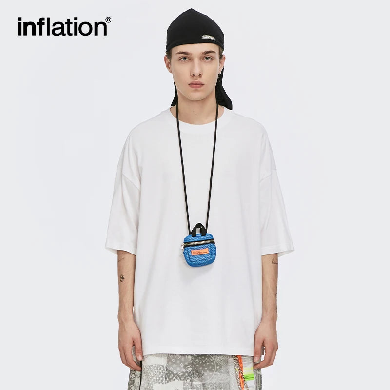 INFLATION Summer Short Sleeve Tees Unisex Casual Plain T-shirts 100% Cotton Oversized Tees Men Fashion Hip Hop T-Shirts 0057S21