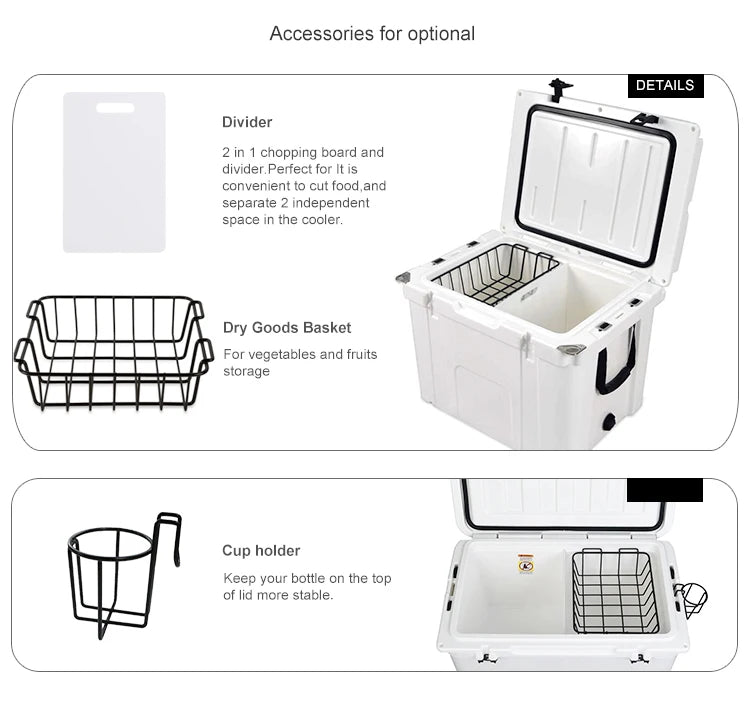 Durable marine fishing icebox plastic ice chest cooler rotomolded coolers box