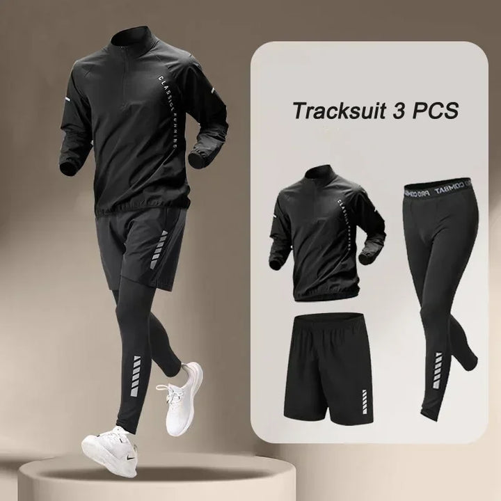 Men Jogging Sets Outdoor Quick Dry Jacket Suit 1-3 Piece Sports Jogging Workout Sportswear Gym Sportswear Ice Silk Tracksuit