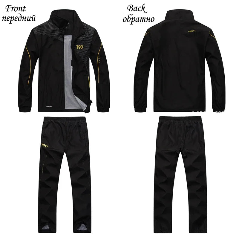 2024 Autumn Men's Gym Sportswear Running Sets 2 Piece Tracksuit Sports Suit Jacket+Pant Male Outdoor Training Workout Clothing