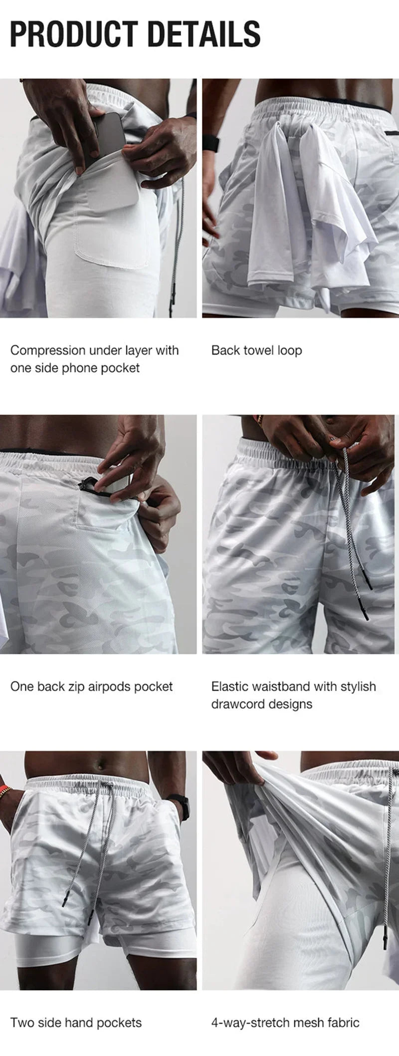 Men's 2 in 1 Running Shorts with Zipper Pocket Towel Loop Gym Athletic Shorts 5" Lightweight Quick Dry Workout Shorts with Liner