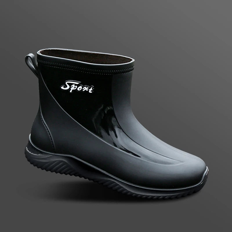 New rain boots for men non-slip wear-resistant take-out riding rubber shoes fishing mid-tube plus velvet winter waterproof shoes