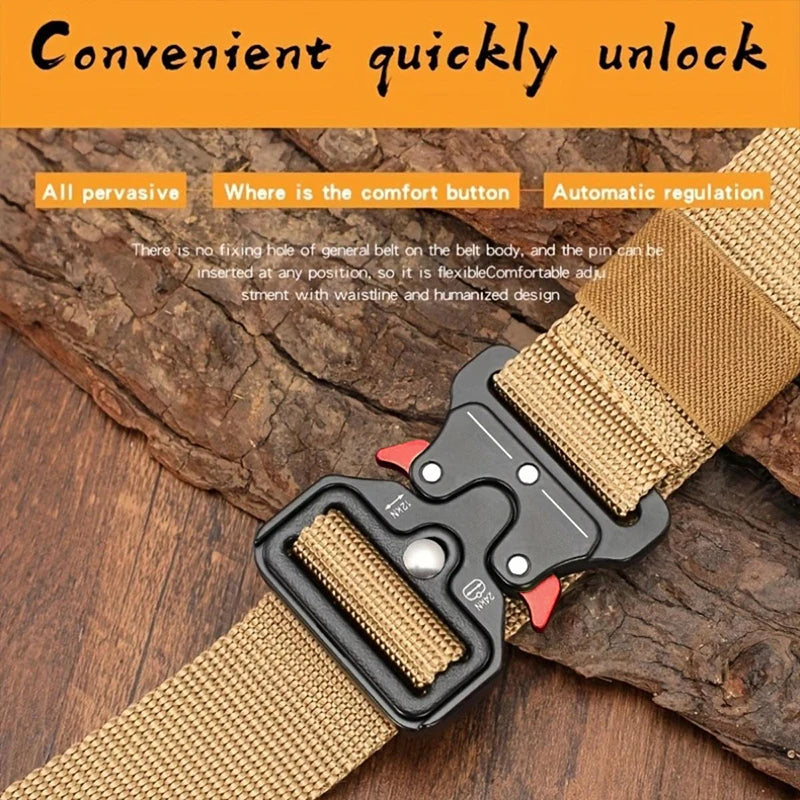 Men Belt Outdoor Hunting Outdoor Work Training Belt Woven Belt Canvas Multi Function Belt Denim Belt