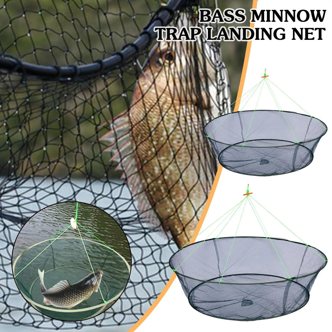 80/100cm Loose Mouth Folding Drop Fishing Net Shrimp Catcher Tank Casting Network Fish Eels Trap Cage Prawn Bait Crab Netting