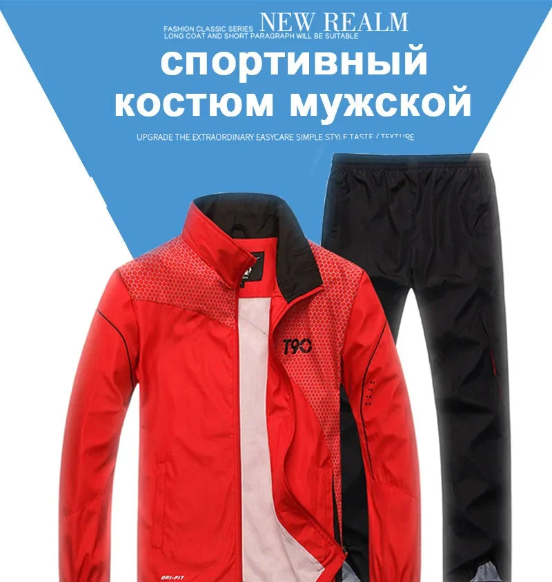 2024 Autumn Men's Gym Sportswear Running Sets 2 Piece Tracksuit Sports Suit Jacket+Pant Male Outdoor Training Workout Clothing