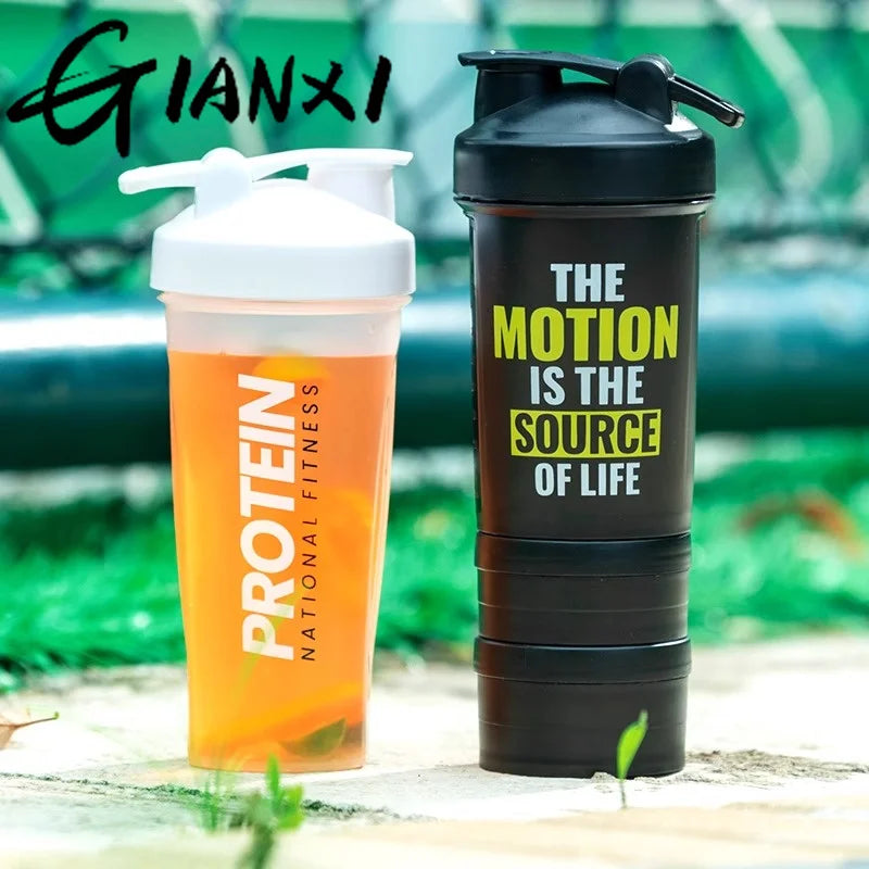 GIANXI Shaker Bottles Gym Sports Protein Powder Mixing Bottle Outdoor Portable Leak Proof Plastic Cup Drinkware