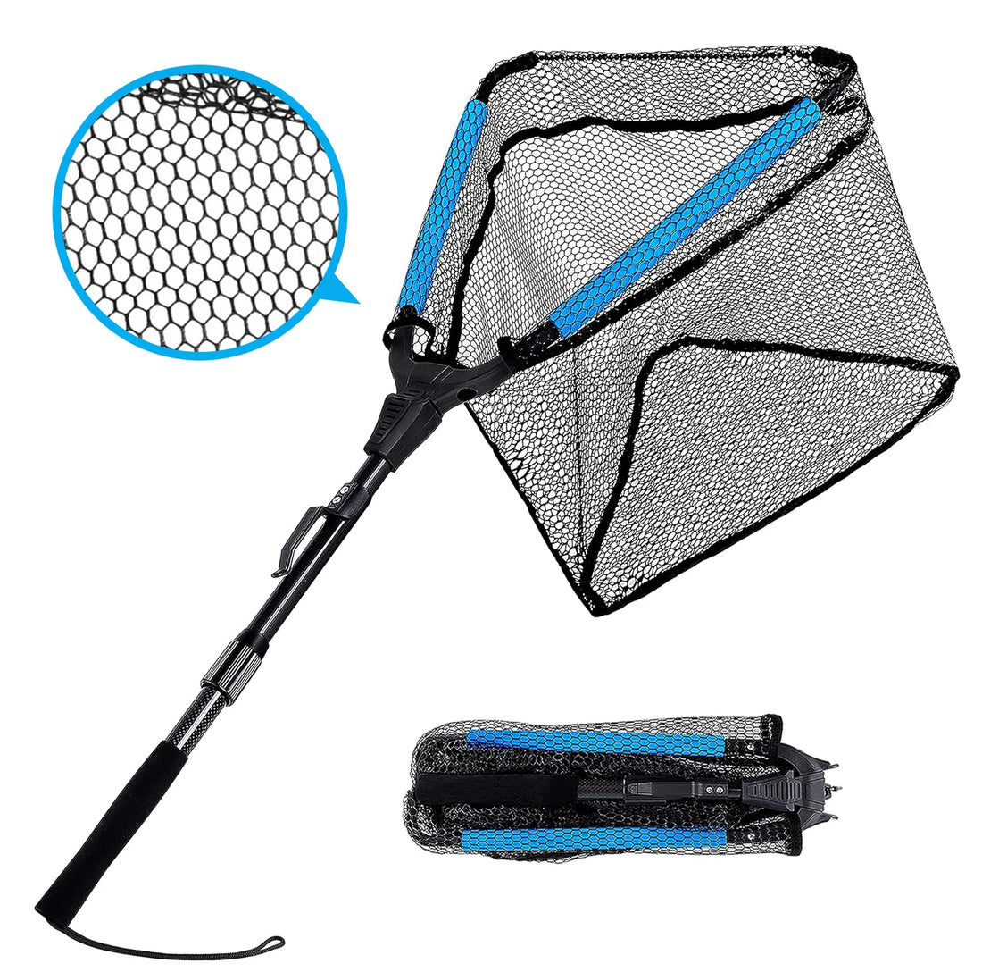 New Floating Fishing Net  Aluminium Alloy Foldable Telescoping Landing Net Retractable Handle Nylon Mesh Sea Fishing Accessorie