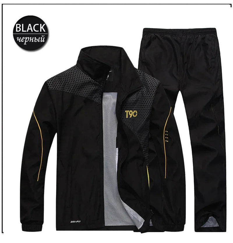 2024 Autumn Men's Gym Sportswear Running Sets 2 Piece Tracksuit Sports Suit Jacket+Pant Male Outdoor Training Workout Clothing