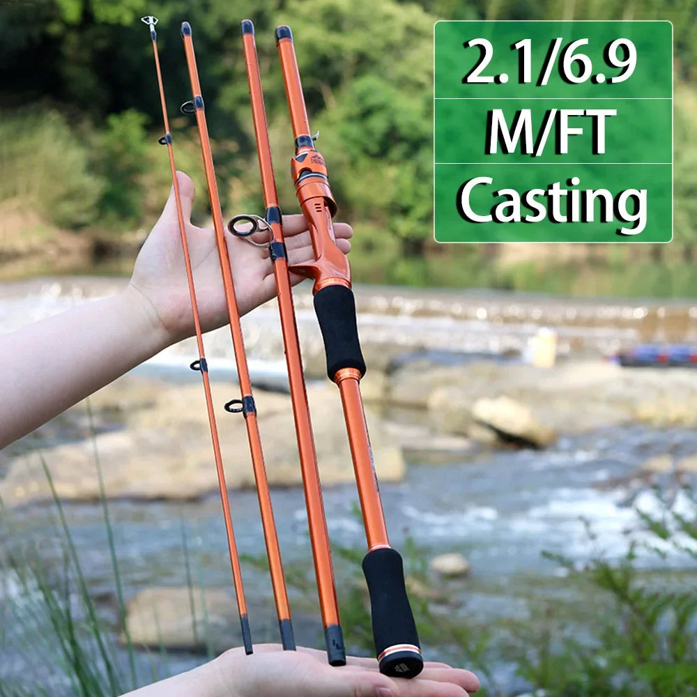 BAKAWA Casting Spinning Fishing Rods 1.8M 2.1M UltraLight Travel Feeder Pole 4 Sections EVA Handle Baitcasting Fish Rod Pesca