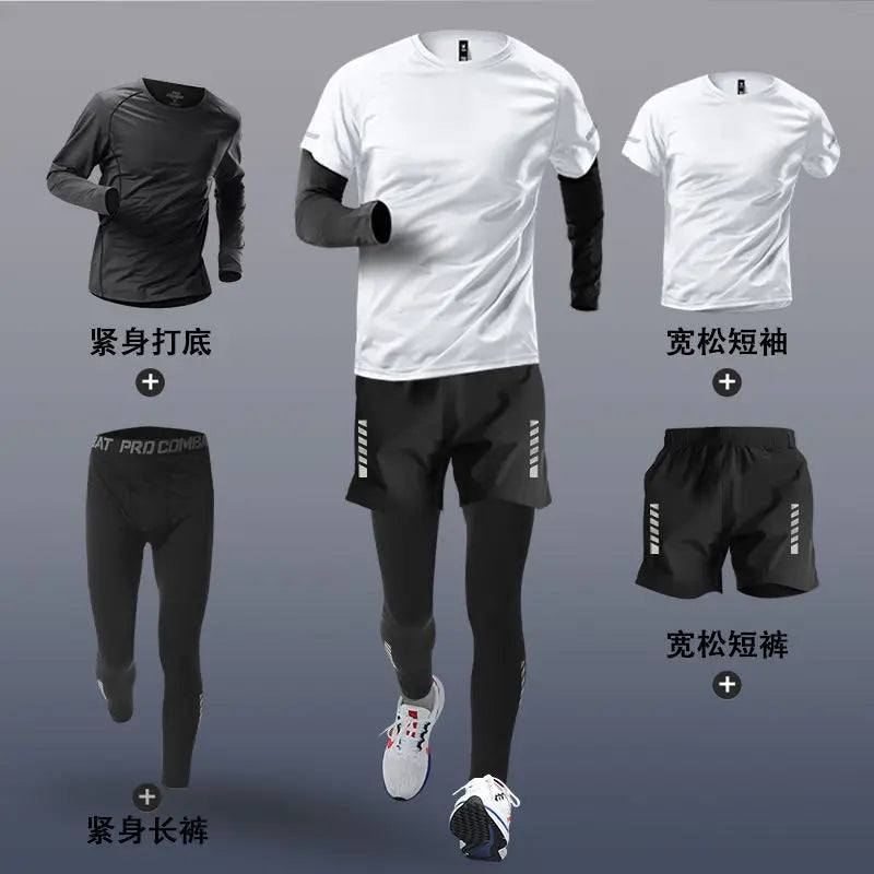 Mens Sportwear 2-4 PCS Sets Tracksuit Sport Suits Men Sports Quick Drying Running Sets Joggers Training Gym Fitness Workout