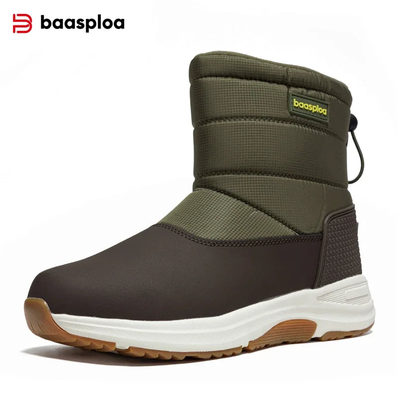 Baasploa Winter Boots Men New Casual Non-slip Wear-resistant Walking Shoes Male Fashion Thick Plush Warm Waterproof Snow Boots