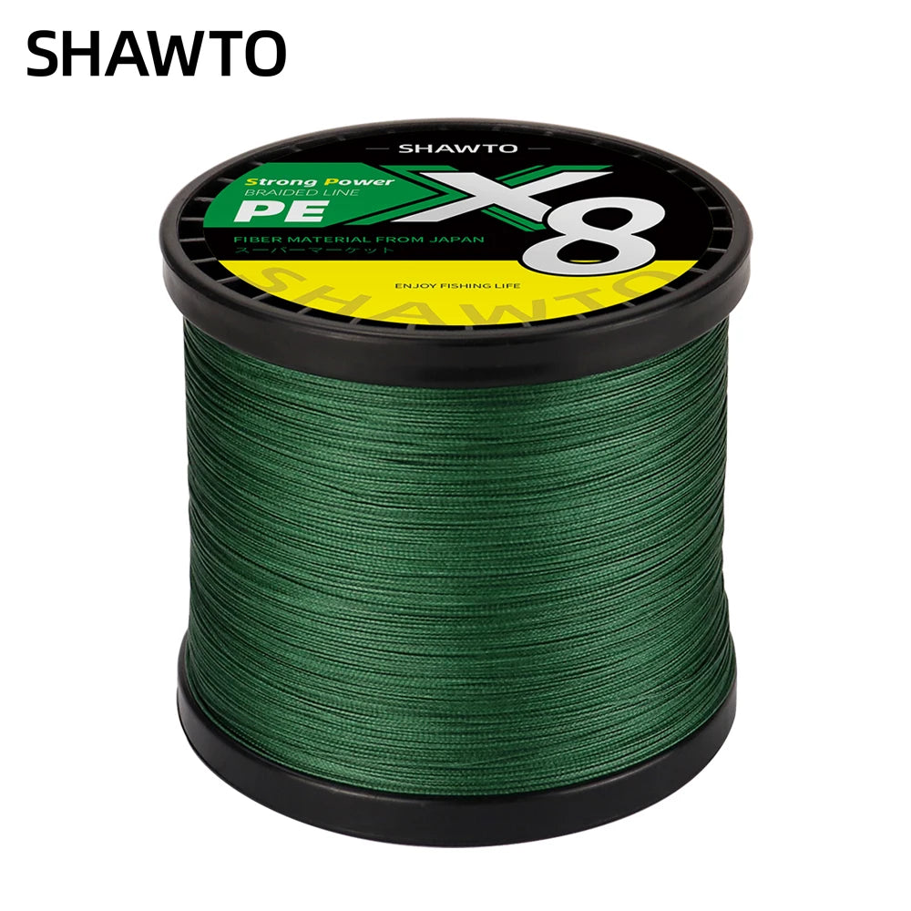 Shawto X8 Strong 300M 1000M 8 Strand Weaves PE Braided Fishing Line Multifilament Japan Wire 14-100LB Carp Fishing Accessories