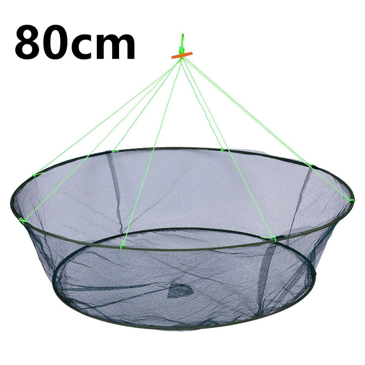 80/100cm Loose Mouth Folding Drop Fishing Net Shrimp Catcher Tank Casting Network Fish Eels Trap Cage Prawn Bait Crab Netting