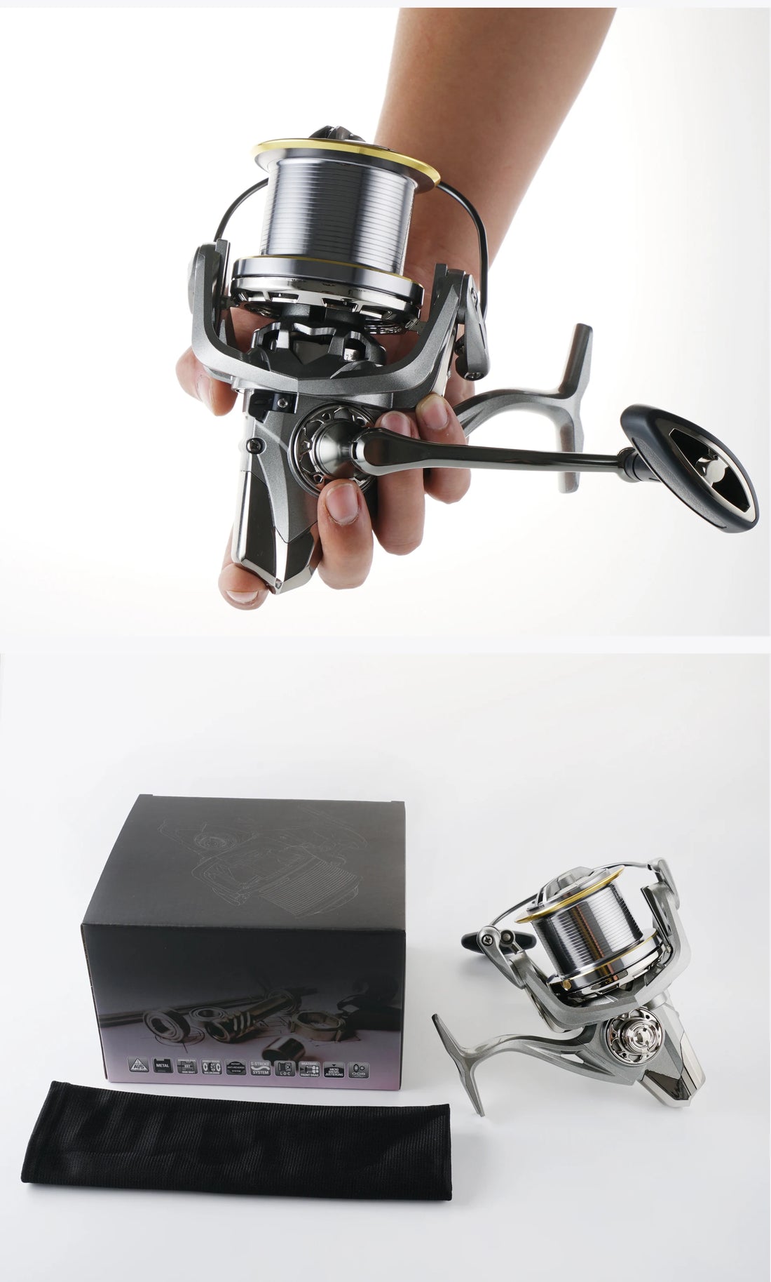 Huidiao Stainless Steel Bearing Spinning Fishing Reel 8000 9000 10000 12000 14000 25KG Powerful Reel Saltwater Fresh Water Drag