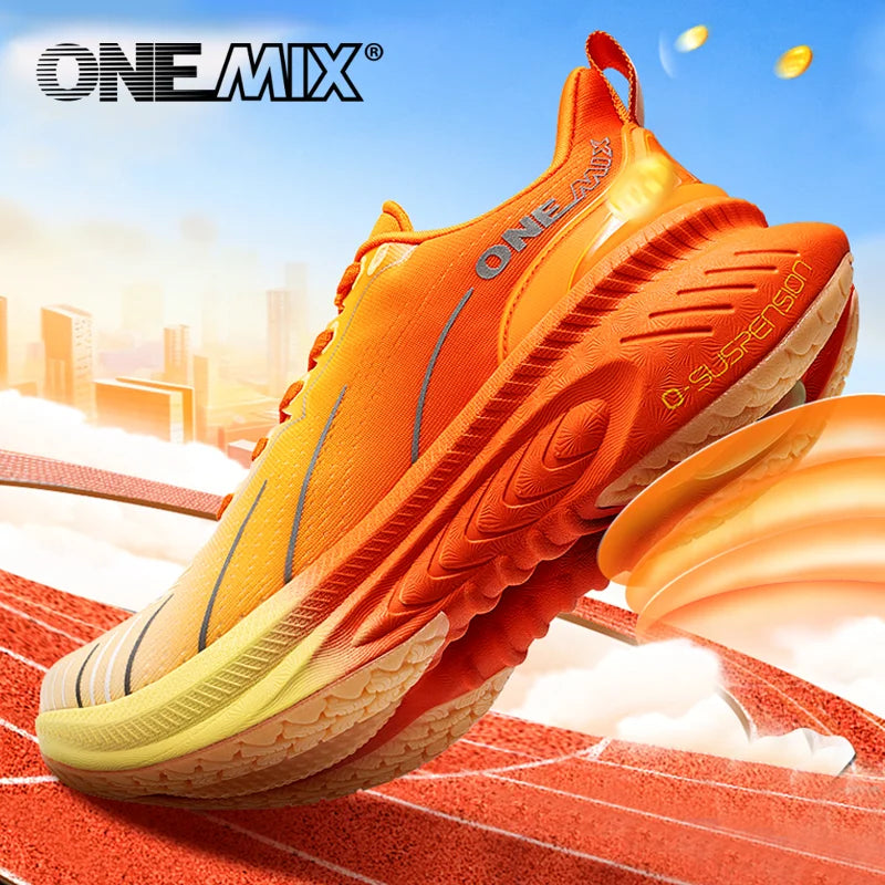 ONEMIX New Cushioning Running Shoes For Men Suitable Heavy Runners Lace Up Sports Women Non-slip Outdoor Athletic Male Sneakers