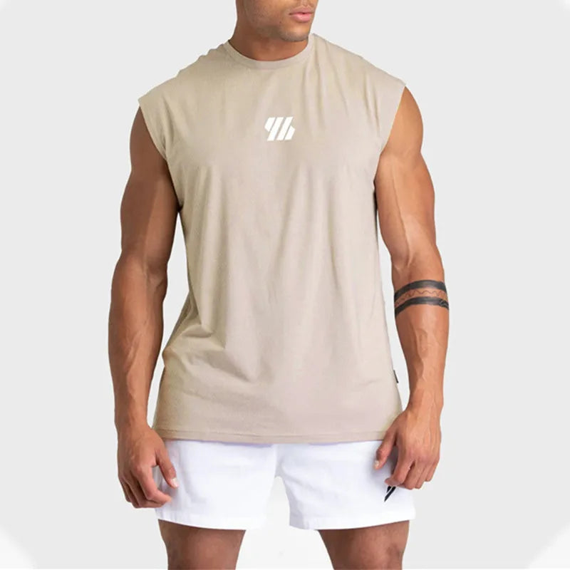 2024 Summer New Men's Fitness Tank Top Bodybuilding Sleeveless Workout Vest Quick-Dry Mesh Gym Running Shirt Men's Apparel