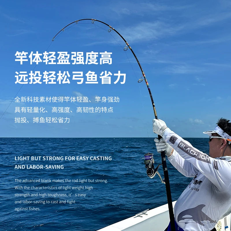 ECOODA GT FISHER POPPING ROD 2.4M 3SEC  PORTALBE POWER GT POPPING ROD LURE 50-100G/70-140G OCEAN FISHING ROD Fuji SIC guide