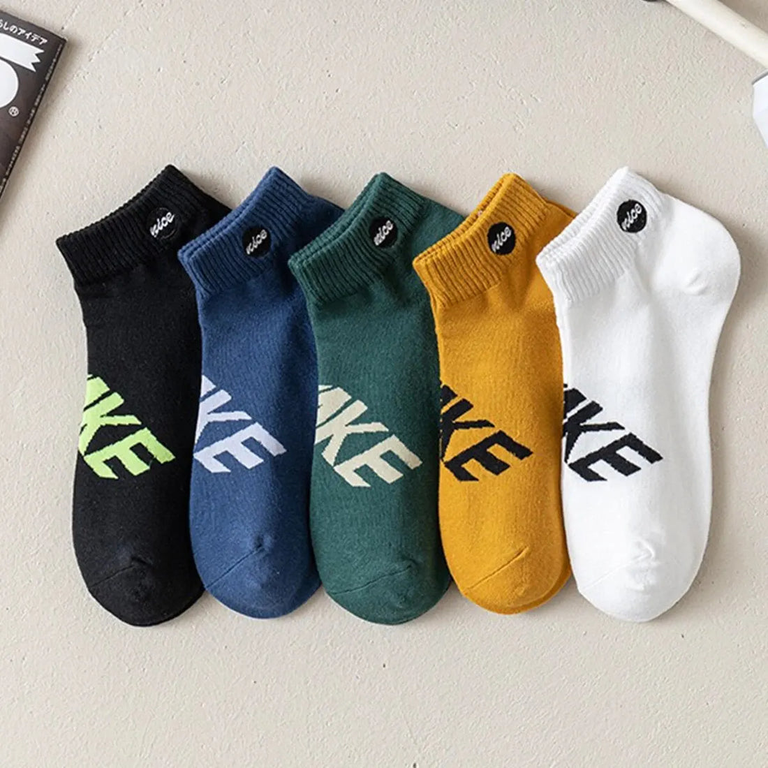 5 Pairs/Set Letter Printed Men Sock Low Cut Ankle Socks for Spring and Summer