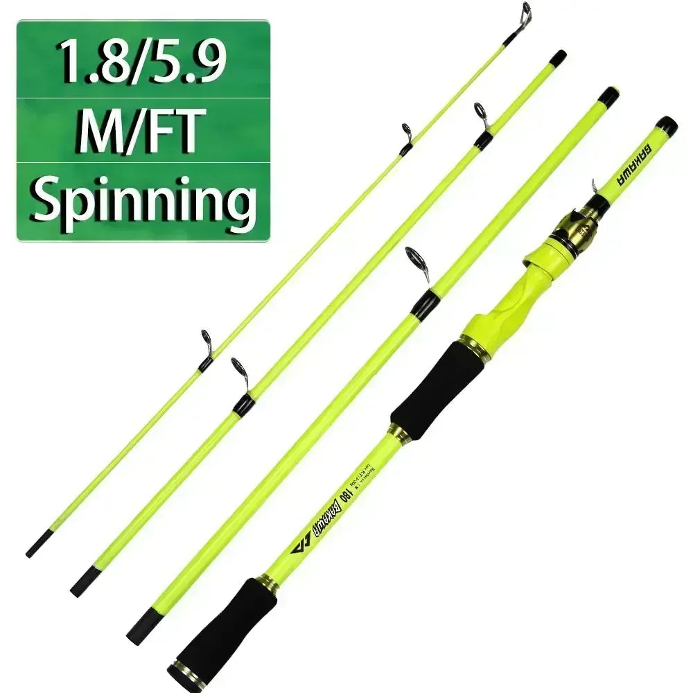 BAKAWA Casting Spinning Fishing Rods 1.8M 2.1M EVA Handle Baitcasting Fish Rod 4 Sections UltraLight Travel Feeder Pole Pesca