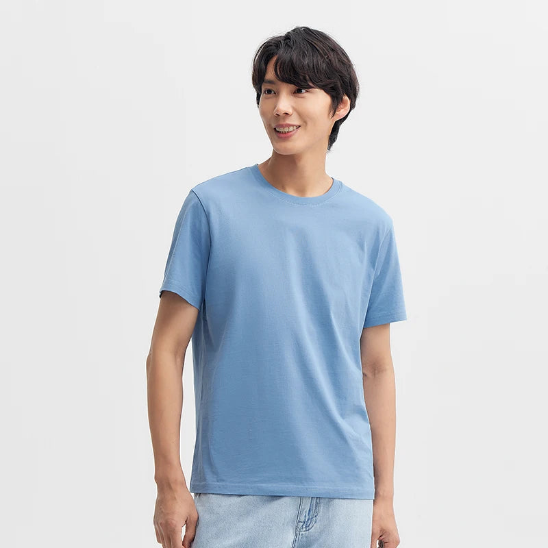 Semir 2024 Short-Sleeved T-Shirt Men Spring New Pure Cotton Bottoming Shirt Simple Commuting Casual Top Solid Color Round Neck