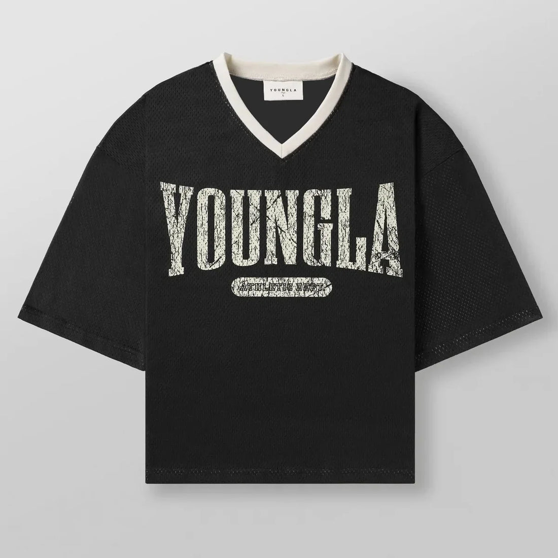 YOUNGLA American fashion brand oversized T-shirt Men's sports fitness quick drying breathable large mesh printed T-shirt