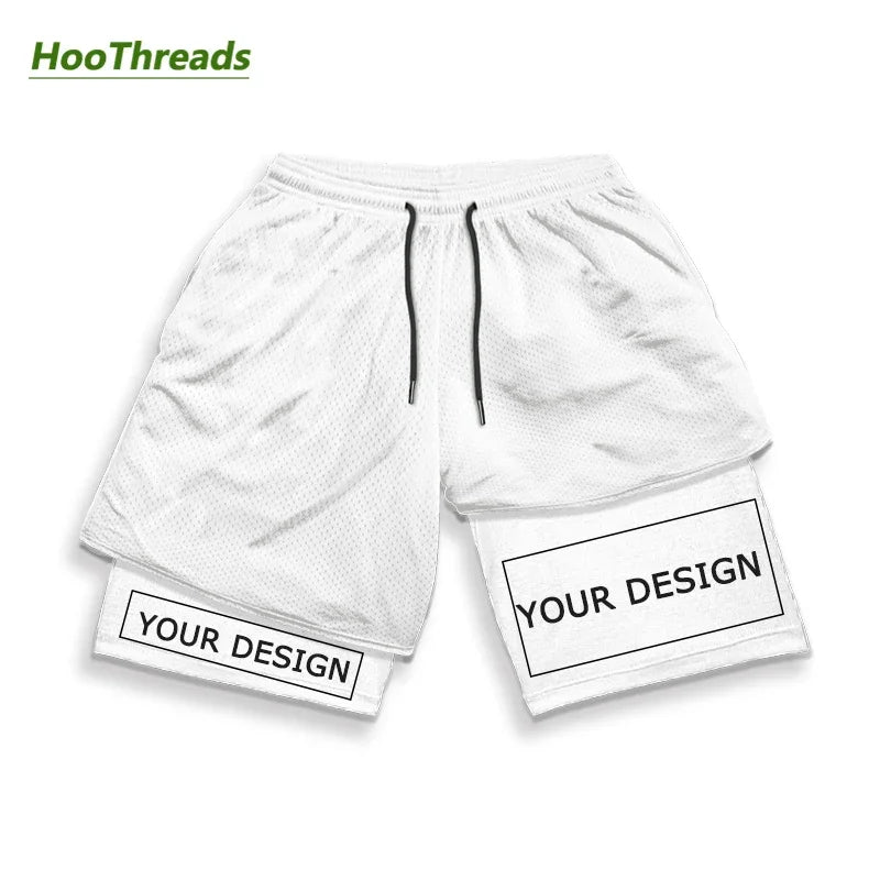 Customized Print 2 in 1 Gym Workout Shorts for Men Athletic Sport Quick Dry Compression Shorts 5 Inch Fitness Running Sportswear