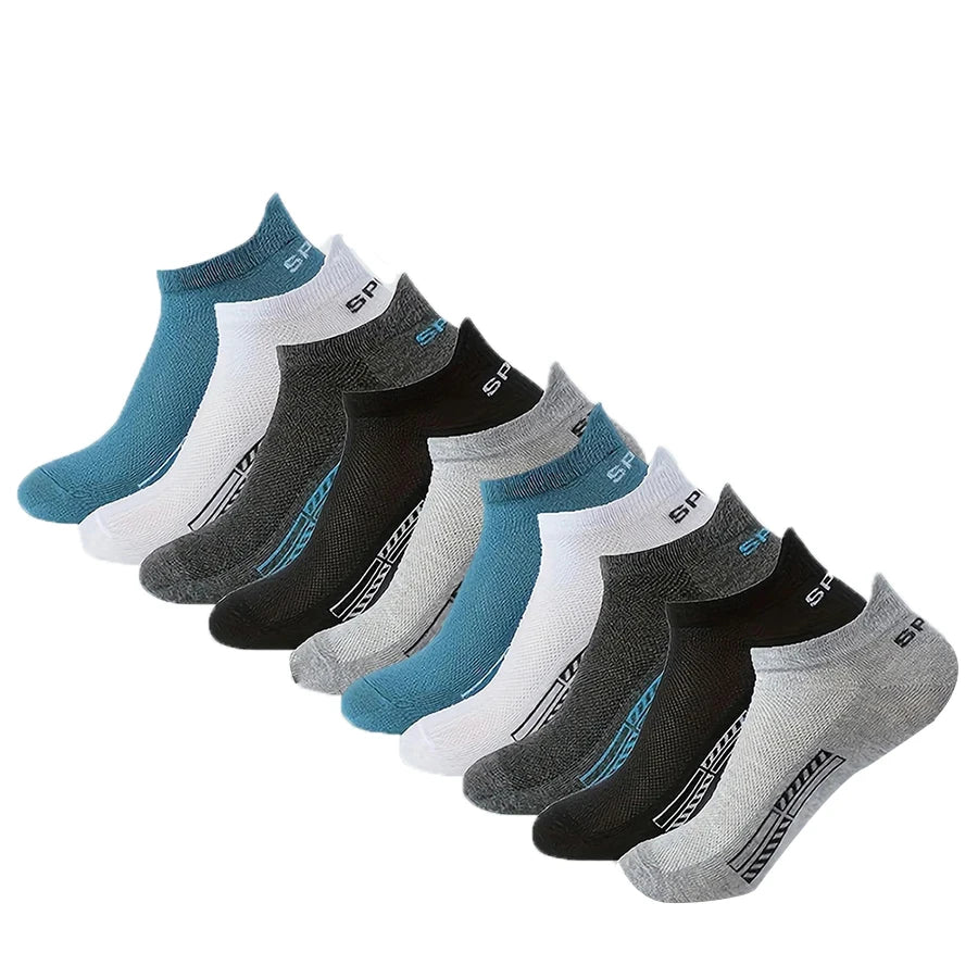 5/10/20 Pairs Men Short Socks Trendy High-Quality Low Cut Round Neck Ankle Socks Mesh Breathable Versatile Casual Men Boat Socks