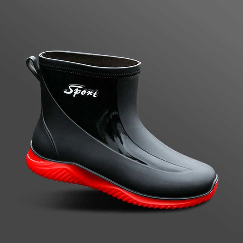 New rain boots for men non-slip wear-resistant take-out riding rubber shoes fishing mid-tube plus velvet winter waterproof shoes