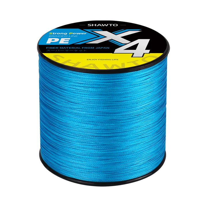 Shawto X4 Strong 1000M 4 Strand Weaves PE Braided Fishing Line Multifilament 4 Braid Wire 12LB 18LB 28LB 40LB 80LB Carp Line