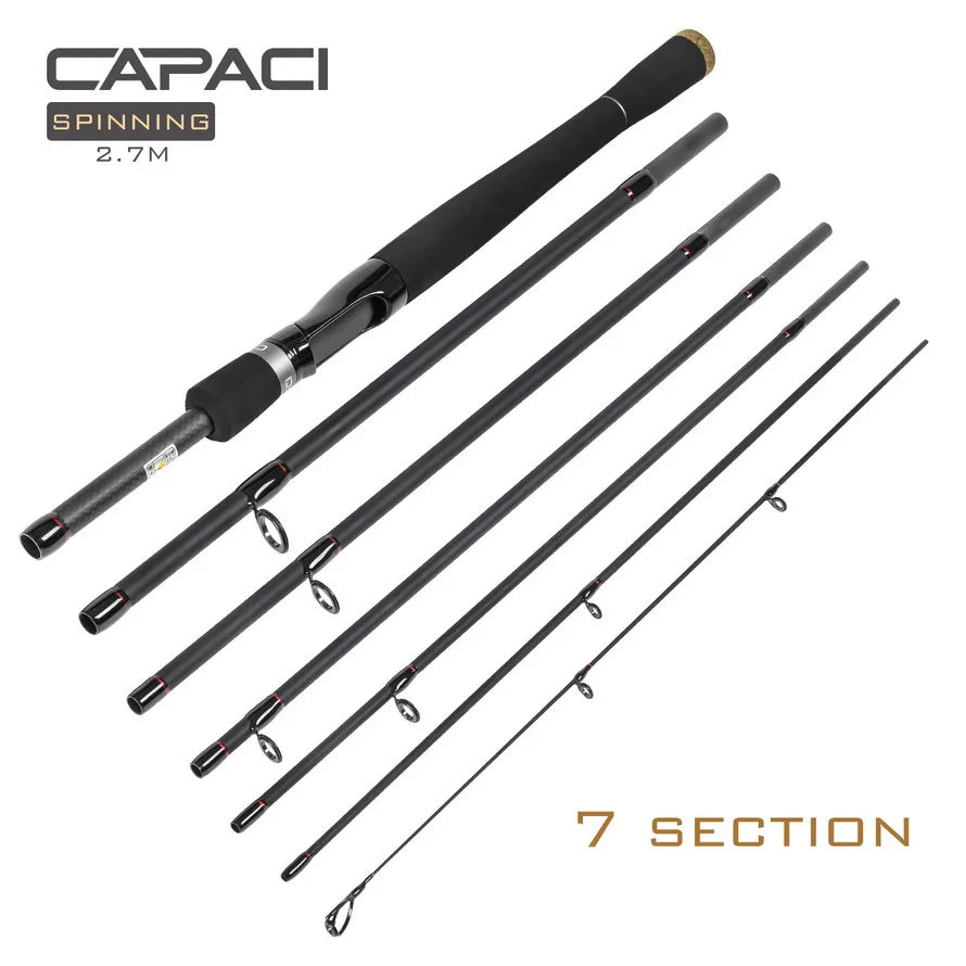 CAPACI Lure Fishing Rod 2.1/2.4/2.7M Carbon Spinning Casting Baitcasting Travel Lure Rod ML Straight Handlebar sea Fishing Rod