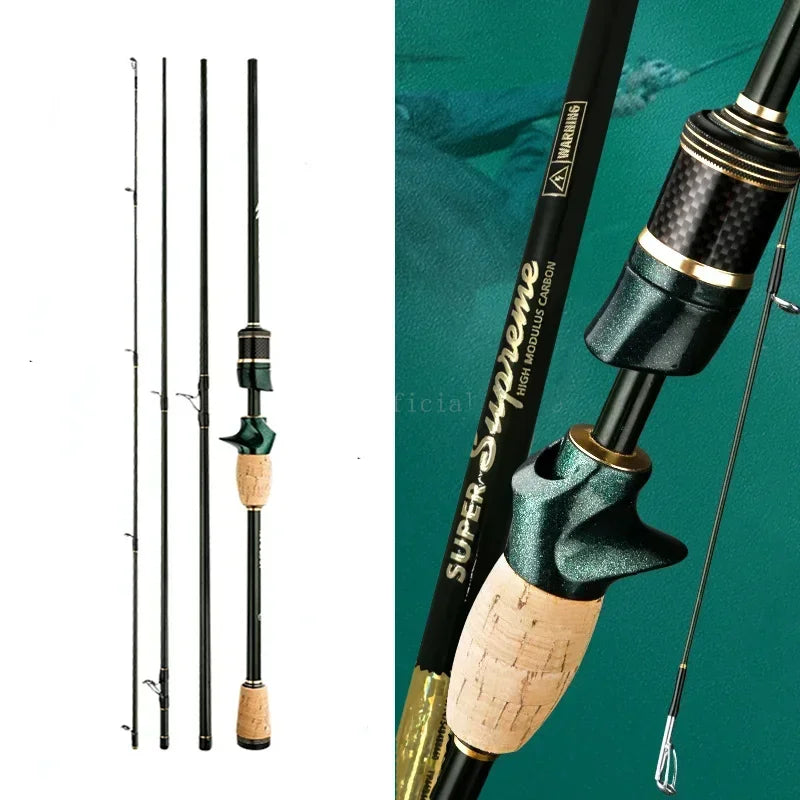 1.8m/2.1m/2.4m Spinning Casting Carbon Fishing Rod 4-5 Sections Portable Travel Rod Spinning Fishing Rods Fishing Tackle