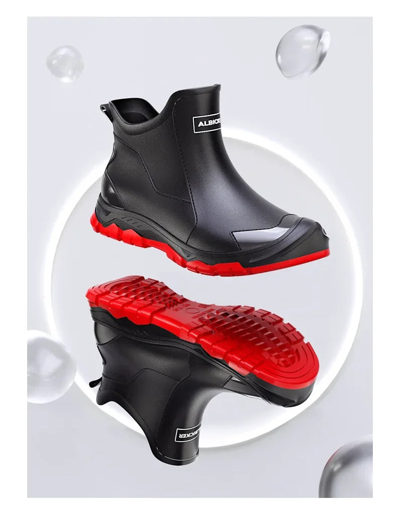 Waterproof Cross-Border Men's Rain Shoes Fashionable Short Socks Thickened Warm Rubber Work Anti-Slip Fishing Kitchen Rain Boots