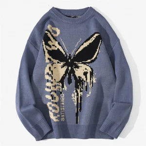 New Hip Hop Streetwear Knitted Sweater men Gothic portrait Print Pullover autumn Harajuku Cotton sweater women Oversized Sweater