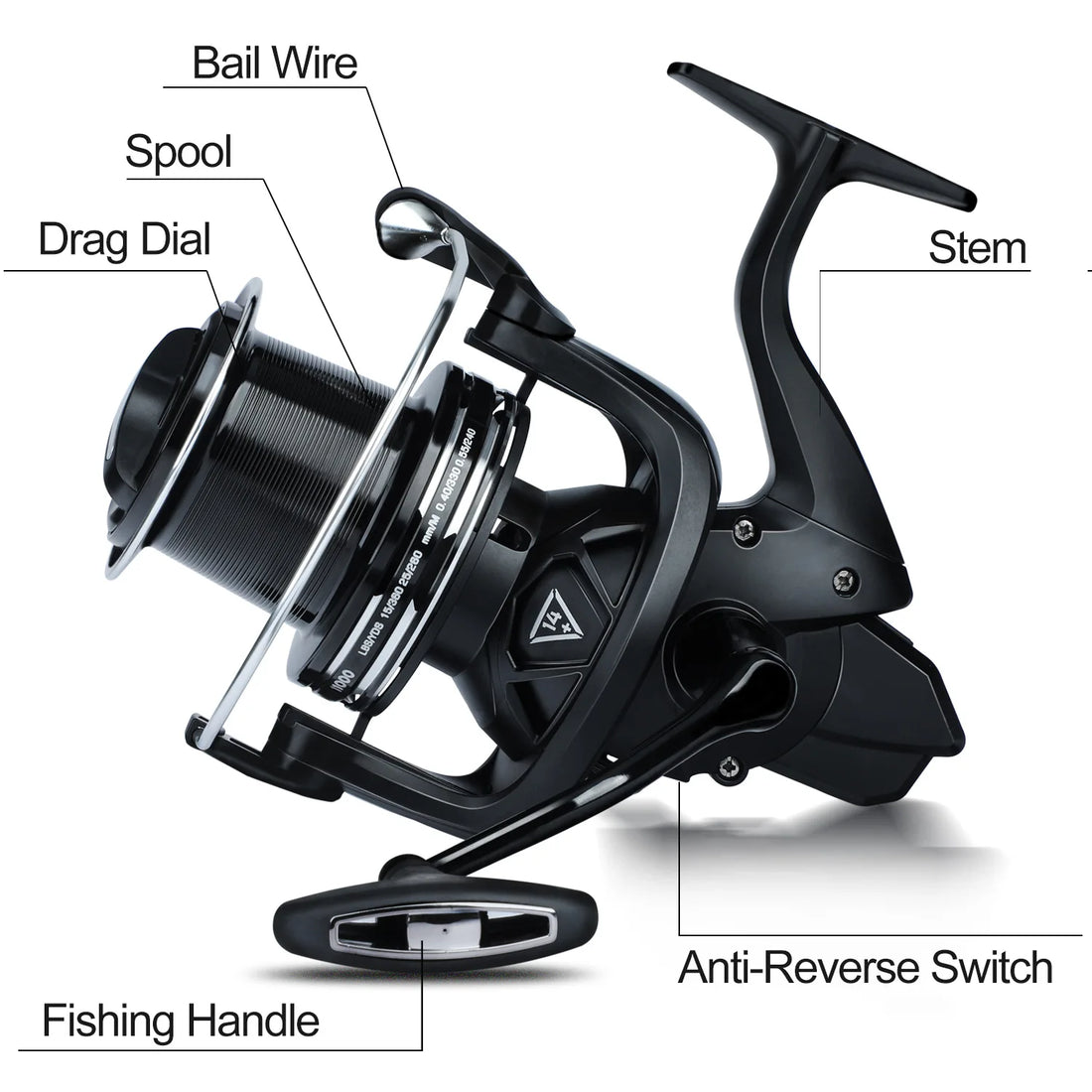 Sougayilang 14BB Metal Spinning Fishing Reel Max Drag 15kg 4.1:1 High Speed Carbon Fiber Drag System Reel Carp Fishing Tackle